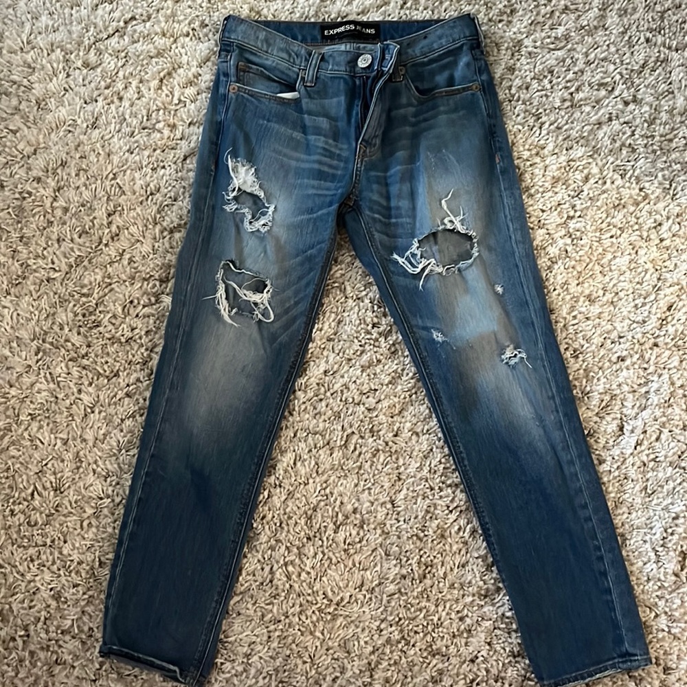 Ripped ankle denim